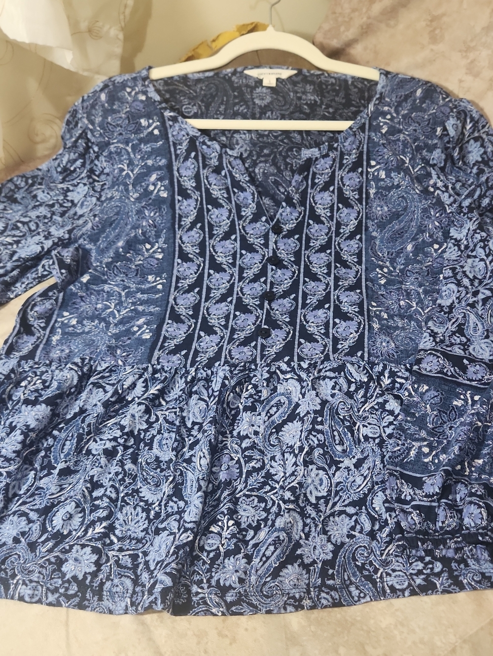 Lucky Brand Navy Paisley/Floral Print Women's Top